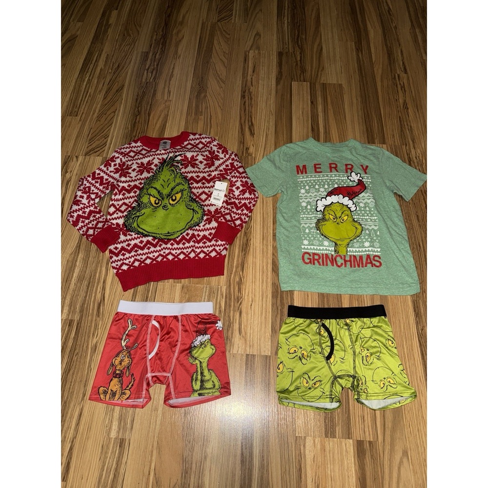 The Grinch Lot Boys Sz S Small 8 Sweater (new With Tags) T-shirt Graphic Tee Lot